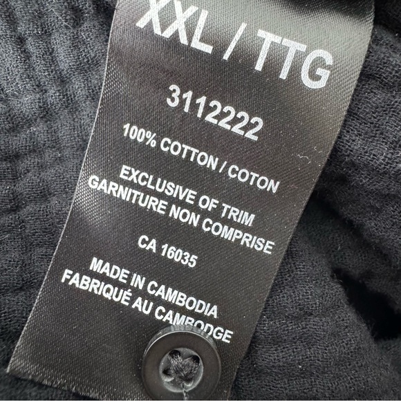 Rachel Roy Button down long sleeve polo black soft beachy flowy comfy xxl - Picture 9 of 9